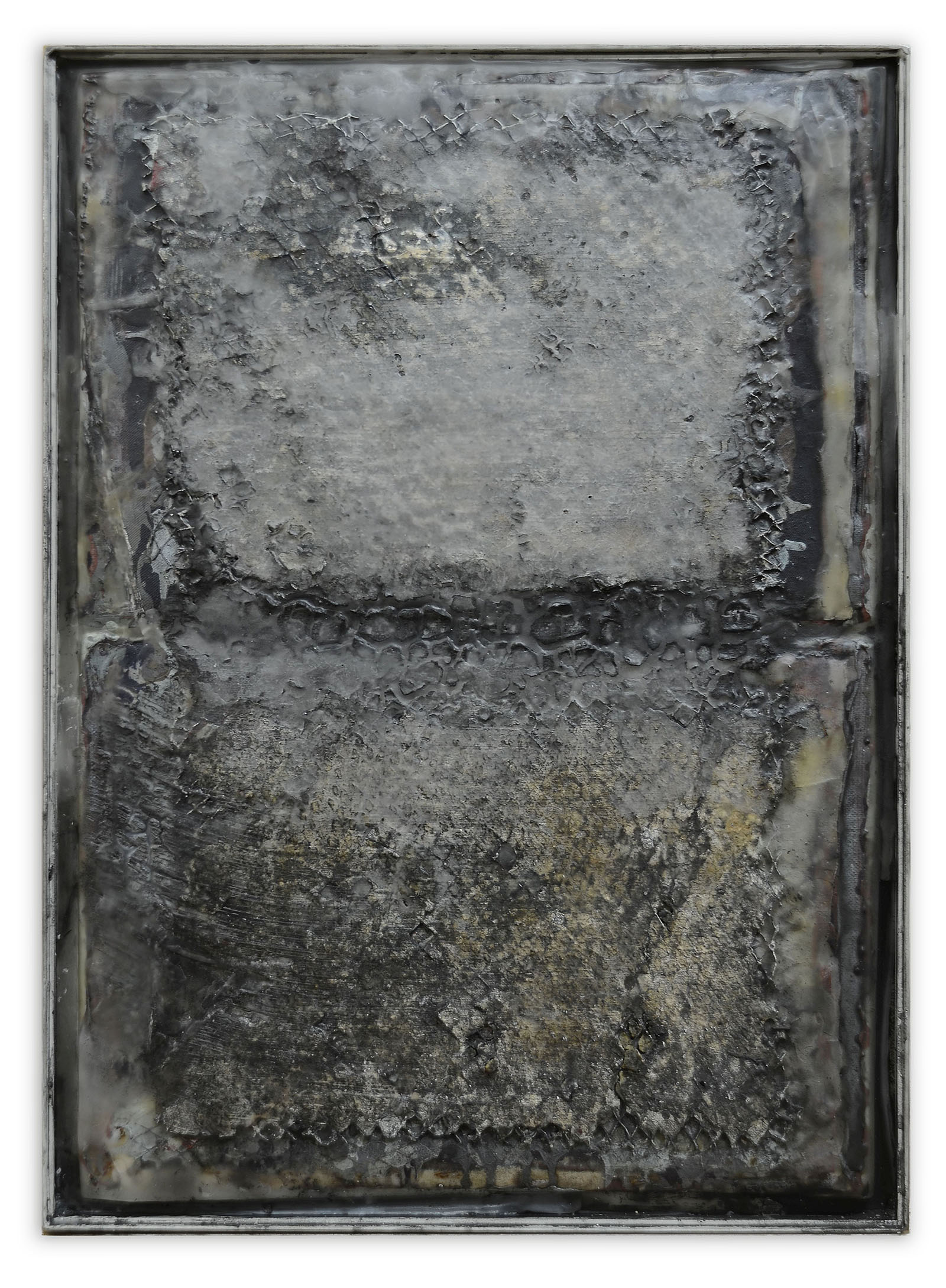 netzhaut-1 60x44cm 2009-2016 mischtechnik papier auf holz in paraffin